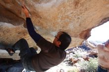 Bouldering in Hueco Tanks on 01/19/2019 with Blue Lizard Climbing and Yoga

Filename: SRM_20190119_1225320.jpg
Aperture: f/6.3
Shutter Speed: 1/320
Body: Canon EOS-1D Mark II
Lens: Canon EF 16-35mm f/2.8 L