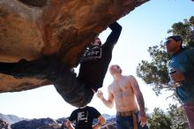 Bouldering in Hueco Tanks on 01/19/2019 with Blue Lizard Climbing and Yoga

Filename: SRM_20190119_1226120.jpg
Aperture: f/9.0
Shutter Speed: 1/320
Body: Canon EOS-1D Mark II
Lens: Canon EF 16-35mm f/2.8 L