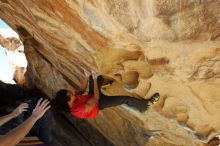 Bouldering in Hueco Tanks on 01/19/2019 with Blue Lizard Climbing and Yoga

Filename: SRM_20190119_1404220.jpg
Aperture: f/6.3
Shutter Speed: 1/320
Body: Canon EOS-1D Mark II
Lens: Canon EF 16-35mm f/2.8 L