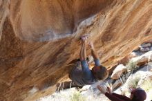 Bouldering in Hueco Tanks on 01/19/2019 with Blue Lizard Climbing and Yoga

Filename: SRM_20190119_1415370.jpg
Aperture: f/3.5
Shutter Speed: 1/500
Body: Canon EOS-1D Mark II
Lens: Canon EF 50mm f/1.8 II