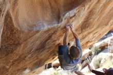 Bouldering in Hueco Tanks on 01/19/2019 with Blue Lizard Climbing and Yoga

Filename: SRM_20190119_1415410.jpg
Aperture: f/3.2
Shutter Speed: 1/500
Body: Canon EOS-1D Mark II
Lens: Canon EF 50mm f/1.8 II