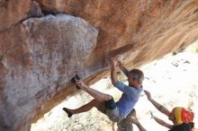 Bouldering in Hueco Tanks on 01/19/2019 with Blue Lizard Climbing and Yoga

Filename: SRM_20190119_1429110.jpg
Aperture: f/2.5
Shutter Speed: 1/500
Body: Canon EOS-1D Mark II
Lens: Canon EF 50mm f/1.8 II