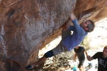Bouldering in Hueco Tanks on 01/19/2019 with Blue Lizard Climbing and Yoga

Filename: SRM_20190119_1429380.jpg
Aperture: f/3.2
Shutter Speed: 1/640
Body: Canon EOS-1D Mark II
Lens: Canon EF 50mm f/1.8 II