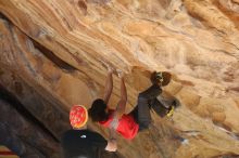 Bouldering in Hueco Tanks on 01/19/2019 with Blue Lizard Climbing and Yoga

Filename: SRM_20190119_1509250.jpg
Aperture: f/4.0
Shutter Speed: 1/400
Body: Canon EOS-1D Mark II
Lens: Canon EF 50mm f/1.8 II