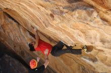 Bouldering in Hueco Tanks on 01/19/2019 with Blue Lizard Climbing and Yoga

Filename: SRM_20190119_1509580.jpg
Aperture: f/4.0
Shutter Speed: 1/400
Body: Canon EOS-1D Mark II
Lens: Canon EF 50mm f/1.8 II