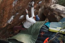 Bouldering in Hueco Tanks on 01/19/2019 with Blue Lizard Climbing and Yoga

Filename: SRM_20190119_1816010.jpg
Aperture: f/2.8
Shutter Speed: 1/250
Body: Canon EOS-1D Mark II
Lens: Canon EF 50mm f/1.8 II