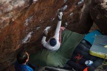 Bouldering in Hueco Tanks on 01/19/2019 with Blue Lizard Climbing and Yoga

Filename: SRM_20190119_1822280.jpg
Aperture: f/2.5
Shutter Speed: 1/250
Body: Canon EOS-1D Mark II
Lens: Canon EF 50mm f/1.8 II