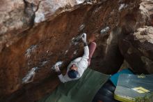 Bouldering in Hueco Tanks on 01/19/2019 with Blue Lizard Climbing and Yoga

Filename: SRM_20190119_1825410.jpg
Aperture: f/2.0
Shutter Speed: 1/250
Body: Canon EOS-1D Mark II
Lens: Canon EF 50mm f/1.8 II