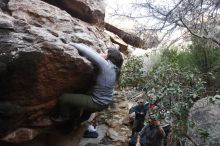 Bouldering in Hueco Tanks on 01/20/2019 with Blue Lizard Climbing and Yoga

Filename: SRM_20190120_1051550.jpg
Aperture: f/6.3
Shutter Speed: 1/160
Body: Canon EOS-1D Mark II
Lens: Canon EF 16-35mm f/2.8 L