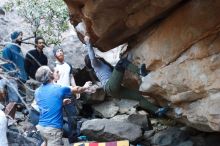 Bouldering in Hueco Tanks on 01/20/2019 with Blue Lizard Climbing and Yoga

Filename: SRM_20190120_1104160.jpg
Aperture: f/3.2
Shutter Speed: 1/250
Body: Canon EOS-1D Mark II
Lens: Canon EF 50mm f/1.8 II