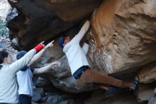 Bouldering in Hueco Tanks on 01/20/2019 with Blue Lizard Climbing and Yoga

Filename: SRM_20190120_1123160.jpg
Aperture: f/3.5
Shutter Speed: 1/200
Body: Canon EOS-1D Mark II
Lens: Canon EF 50mm f/1.8 II