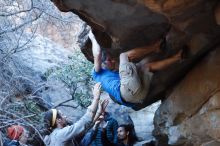 Bouldering in Hueco Tanks on 01/20/2019 with Blue Lizard Climbing and Yoga

Filename: SRM_20190120_1147470.jpg
Aperture: f/3.2
Shutter Speed: 1/250
Body: Canon EOS-1D Mark II
Lens: Canon EF 50mm f/1.8 II