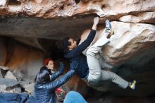 Bouldering in Hueco Tanks on 01/20/2019 with Blue Lizard Climbing and Yoga

Filename: SRM_20190120_1220520.jpg
Aperture: f/2.5
Shutter Speed: 1/250
Body: Canon EOS-1D Mark II
Lens: Canon EF 50mm f/1.8 II