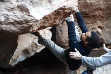 Bouldering in Hueco Tanks on 01/20/2019 with Blue Lizard Climbing and Yoga

Filename: SRM_20190120_1221320.jpg
Aperture: f/3.2
Shutter Speed: 1/250
Body: Canon EOS-1D Mark II
Lens: Canon EF 50mm f/1.8 II