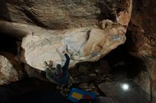 Bouldering in Hueco Tanks on 01/20/2019 with Blue Lizard Climbing and Yoga

Filename: SRM_20190120_1237330.jpg
Aperture: f/5.6
Shutter Speed: 1/250
Body: Canon EOS-1D Mark II
Lens: Canon EF 16-35mm f/2.8 L