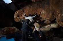 Bouldering in Hueco Tanks on 01/20/2019 with Blue Lizard Climbing and Yoga

Filename: SRM_20190120_1242180.jpg
Aperture: f/5.6
Shutter Speed: 1/250
Body: Canon EOS-1D Mark II
Lens: Canon EF 16-35mm f/2.8 L
