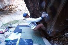 Bouldering in Hueco Tanks on 01/20/2019 with Blue Lizard Climbing and Yoga

Filename: SRM_20190120_1303070.jpg
Aperture: f/2.8
Shutter Speed: 1/100
Body: Canon EOS-1D Mark II
Lens: Canon EF 16-35mm f/2.8 L