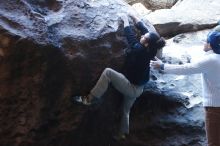 Bouldering in Hueco Tanks on 01/20/2019 with Blue Lizard Climbing and Yoga

Filename: SRM_20190120_1315000.jpg
Aperture: f/2.8
Shutter Speed: 1/250
Body: Canon EOS-1D Mark II
Lens: Canon EF 50mm f/1.8 II