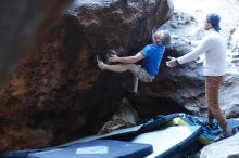 Bouldering in Hueco Tanks on 01/20/2019 with Blue Lizard Climbing and Yoga

Filename: SRM_20190120_1315490.jpg
Aperture: f/2.8
Shutter Speed: 1/200
Body: Canon EOS-1D Mark II
Lens: Canon EF 50mm f/1.8 II