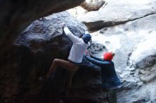 Bouldering in Hueco Tanks on 01/20/2019 with Blue Lizard Climbing and Yoga

Filename: SRM_20190120_1319410.jpg
Aperture: f/4.0
Shutter Speed: 1/200
Body: Canon EOS-1D Mark II
Lens: Canon EF 50mm f/1.8 II