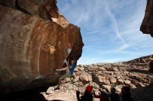 Bouldering in Hueco Tanks on 01/20/2019 with Blue Lizard Climbing and Yoga

Filename: SRM_20190120_1410060.jpg
Aperture: f/8.0
Shutter Speed: 1/250
Body: Canon EOS-1D Mark II
Lens: Canon EF 16-35mm f/2.8 L