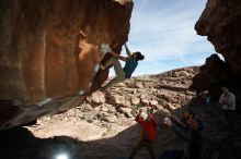 Bouldering in Hueco Tanks on 01/20/2019 with Blue Lizard Climbing and Yoga

Filename: SRM_20190120_1434410.jpg
Aperture: f/8.0
Shutter Speed: 1/250
Body: Canon EOS-1D Mark II
Lens: Canon EF 16-35mm f/2.8 L