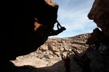 Bouldering in Hueco Tanks on 01/20/2019 with Blue Lizard Climbing and Yoga

Filename: SRM_20190120_1434440.jpg
Aperture: f/8.0
Shutter Speed: 1/250
Body: Canon EOS-1D Mark II
Lens: Canon EF 16-35mm f/2.8 L