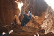 Bouldering in Hueco Tanks on 01/20/2019 with Blue Lizard Climbing and Yoga

Filename: SRM_20190120_1503130.jpg
Aperture: f/4.5
Shutter Speed: 1/250
Body: Canon EOS-1D Mark II
Lens: Canon EF 50mm f/1.8 II