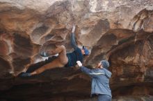 Bouldering in Hueco Tanks on 01/20/2019 with Blue Lizard Climbing and Yoga

Filename: SRM_20190120_1644150.jpg
Aperture: f/4.5
Shutter Speed: 1/250
Body: Canon EOS-1D Mark II
Lens: Canon EF 50mm f/1.8 II