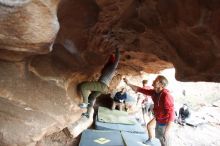 Bouldering in Hueco Tanks on 01/20/2019 with Blue Lizard Climbing and Yoga

Filename: SRM_20190120_1732240.jpg
Aperture: f/3.2
Shutter Speed: 1/250
Body: Canon EOS-1D Mark II
Lens: Canon EF 16-35mm f/2.8 L