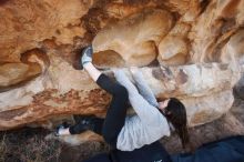 Bouldering in Hueco Tanks on 01/21/2019 with Blue Lizard Climbing and Yoga

Filename: SRM_20190121_1102420.jpg
Aperture: f/6.3
Shutter Speed: 1/250
Body: Canon EOS-1D Mark II
Lens: Canon EF 16-35mm f/2.8 L