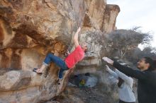 Bouldering in Hueco Tanks on 01/21/2019 with Blue Lizard Climbing and Yoga

Filename: SRM_20190121_1106030.jpg
Aperture: f/7.1
Shutter Speed: 1/250
Body: Canon EOS-1D Mark II
Lens: Canon EF 16-35mm f/2.8 L