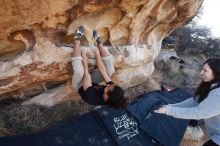 Bouldering in Hueco Tanks on 01/21/2019 with Blue Lizard Climbing and Yoga

Filename: SRM_20190121_1112260.jpg
Aperture: f/6.3
Shutter Speed: 1/250
Body: Canon EOS-1D Mark II
Lens: Canon EF 16-35mm f/2.8 L