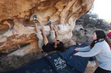 Bouldering in Hueco Tanks on 01/21/2019 with Blue Lizard Climbing and Yoga

Filename: SRM_20190121_1112400.jpg
Aperture: f/6.3
Shutter Speed: 1/250
Body: Canon EOS-1D Mark II
Lens: Canon EF 16-35mm f/2.8 L