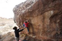 Bouldering in Hueco Tanks on 01/21/2019 with Blue Lizard Climbing and Yoga

Filename: SRM_20190121_1133530.jpg
Aperture: f/6.3
Shutter Speed: 1/250
Body: Canon EOS-1D Mark II
Lens: Canon EF 16-35mm f/2.8 L