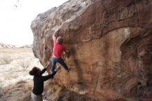 Bouldering in Hueco Tanks on 01/21/2019 with Blue Lizard Climbing and Yoga

Filename: SRM_20190121_1133550.jpg
Aperture: f/6.3
Shutter Speed: 1/250
Body: Canon EOS-1D Mark II
Lens: Canon EF 16-35mm f/2.8 L