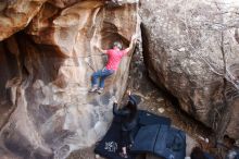Bouldering in Hueco Tanks on 01/21/2019 with Blue Lizard Climbing and Yoga

Filename: SRM_20190121_1214300.jpg
Aperture: f/4.0
Shutter Speed: 1/200
Body: Canon EOS-1D Mark II
Lens: Canon EF 16-35mm f/2.8 L