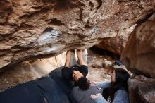 Bouldering in Hueco Tanks on 01/21/2019 with Blue Lizard Climbing and Yoga

Filename: SRM_20190121_1314190.jpg
Aperture: f/3.2
Shutter Speed: 1/200
Body: Canon EOS-1D Mark II
Lens: Canon EF 16-35mm f/2.8 L