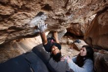 Bouldering in Hueco Tanks on 01/21/2019 with Blue Lizard Climbing and Yoga

Filename: SRM_20190121_1314221.jpg
Aperture: f/3.2
Shutter Speed: 1/200
Body: Canon EOS-1D Mark II
Lens: Canon EF 16-35mm f/2.8 L