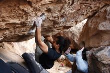 Bouldering in Hueco Tanks on 01/21/2019 with Blue Lizard Climbing and Yoga

Filename: SRM_20190121_1318550.jpg
Aperture: f/2.8
Shutter Speed: 1/200
Body: Canon EOS-1D Mark II
Lens: Canon EF 16-35mm f/2.8 L
