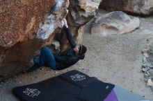 Bouldering in Hueco Tanks on 01/26/2019 with Blue Lizard Climbing and Yoga

Filename: SRM_20190126_1021580.jpg
Aperture: f/3.5
Shutter Speed: 1/250
Body: Canon EOS-1D Mark II
Lens: Canon EF 50mm f/1.8 II