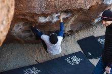 Bouldering in Hueco Tanks on 01/26/2019 with Blue Lizard Climbing and Yoga

Filename: SRM_20190126_1024380.jpg
Aperture: f/2.8
Shutter Speed: 1/250
Body: Canon EOS-1D Mark II
Lens: Canon EF 50mm f/1.8 II