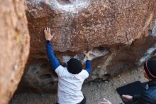 Bouldering in Hueco Tanks on 01/26/2019 with Blue Lizard Climbing and Yoga

Filename: SRM_20190126_1024460.jpg
Aperture: f/3.2
Shutter Speed: 1/250
Body: Canon EOS-1D Mark II
Lens: Canon EF 50mm f/1.8 II