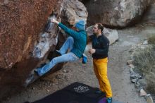 Bouldering in Hueco Tanks on 01/26/2019 with Blue Lizard Climbing and Yoga

Filename: SRM_20190126_1025090.jpg
Aperture: f/4.0
Shutter Speed: 1/250
Body: Canon EOS-1D Mark II
Lens: Canon EF 50mm f/1.8 II