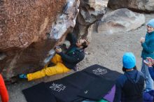 Bouldering in Hueco Tanks on 01/26/2019 with Blue Lizard Climbing and Yoga

Filename: SRM_20190126_1025370.jpg
Aperture: f/3.2
Shutter Speed: 1/250
Body: Canon EOS-1D Mark II
Lens: Canon EF 50mm f/1.8 II