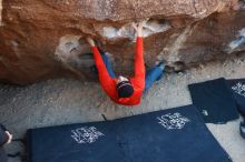 Bouldering in Hueco Tanks on 01/26/2019 with Blue Lizard Climbing and Yoga

Filename: SRM_20190126_1026300.jpg
Aperture: f/2.5
Shutter Speed: 1/250
Body: Canon EOS-1D Mark II
Lens: Canon EF 50mm f/1.8 II