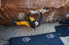 Bouldering in Hueco Tanks on 01/26/2019 with Blue Lizard Climbing and Yoga

Filename: SRM_20190126_1029400.jpg
Aperture: f/2.5
Shutter Speed: 1/250
Body: Canon EOS-1D Mark II
Lens: Canon EF 50mm f/1.8 II