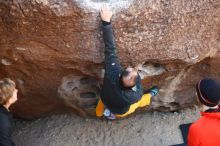 Bouldering in Hueco Tanks on 01/26/2019 with Blue Lizard Climbing and Yoga

Filename: SRM_20190126_1032431.jpg
Aperture: f/2.5
Shutter Speed: 1/250
Body: Canon EOS-1D Mark II
Lens: Canon EF 50mm f/1.8 II