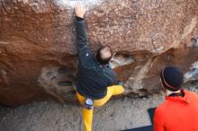 Bouldering in Hueco Tanks on 01/26/2019 with Blue Lizard Climbing and Yoga

Filename: SRM_20190126_1032432.jpg
Aperture: f/2.5
Shutter Speed: 1/250
Body: Canon EOS-1D Mark II
Lens: Canon EF 50mm f/1.8 II