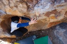Bouldering in Hueco Tanks on 01/26/2019 with Blue Lizard Climbing and Yoga

Filename: SRM_20190126_1104140.jpg
Aperture: f/5.0
Shutter Speed: 1/250
Body: Canon EOS-1D Mark II
Lens: Canon EF 16-35mm f/2.8 L